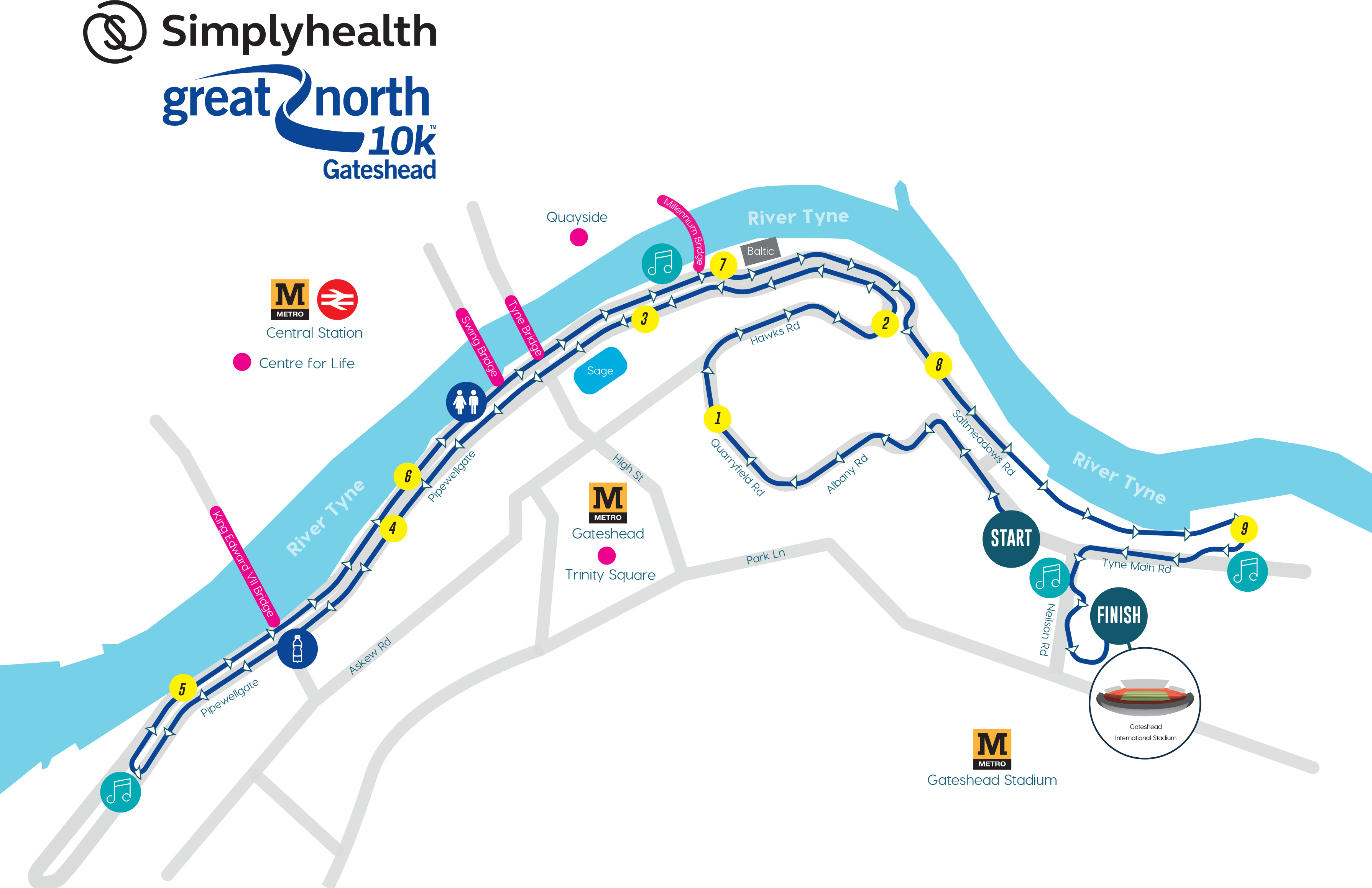 Great North 10k run course 2019