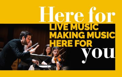 Graphic reading: Here for live music, making music, here for you