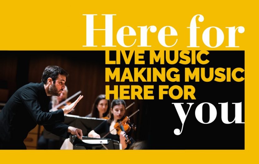 Graphic reading: Here for live music, making music, here for you