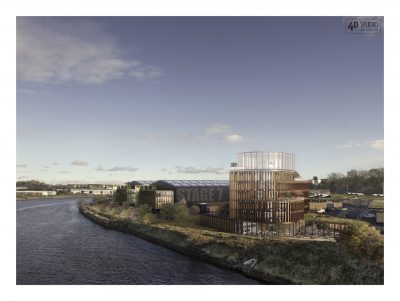 CGI of the Crown Works studios right on the riverfront in Sunderland