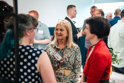 Groups of people networking.