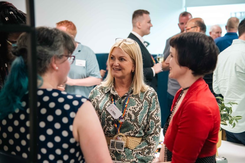 Groups of people networking.