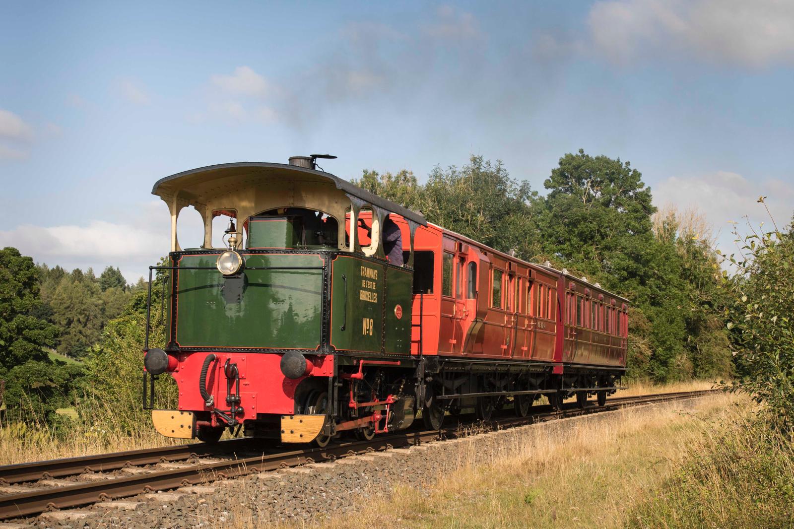 Tanfield Railway train on a track in the countryside