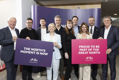 The Great North chair Kim McGuinness and Deputy Prime Minister Angela Rayner at the launch of The Great North in Leeds; alongside the North’s metro mayors.