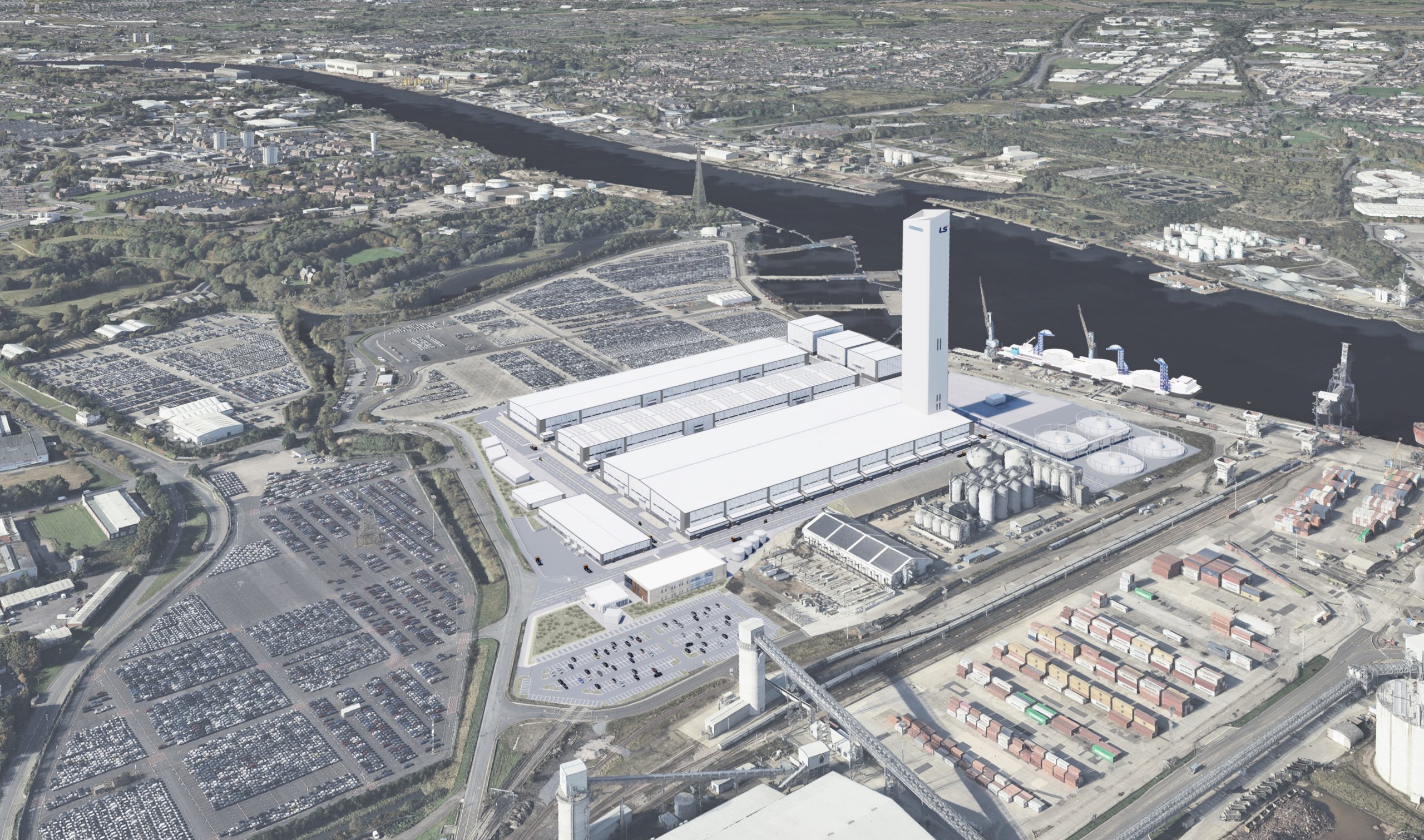 CGI image of new facility on the banks of the River Tyne