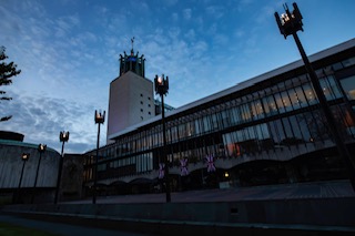 Newcastle Civic Centre at night