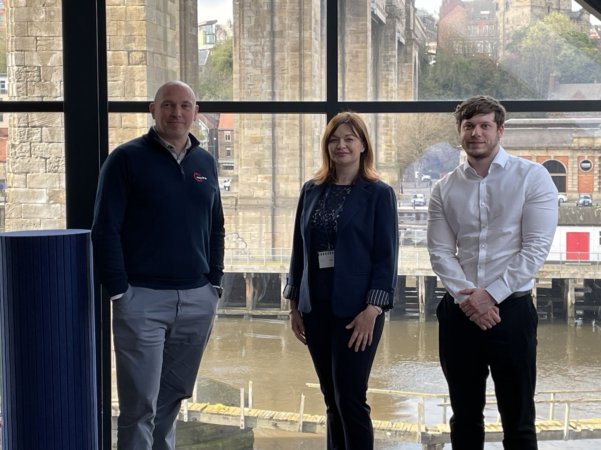 Three members of Aspire team in press shot at their Quayside office
