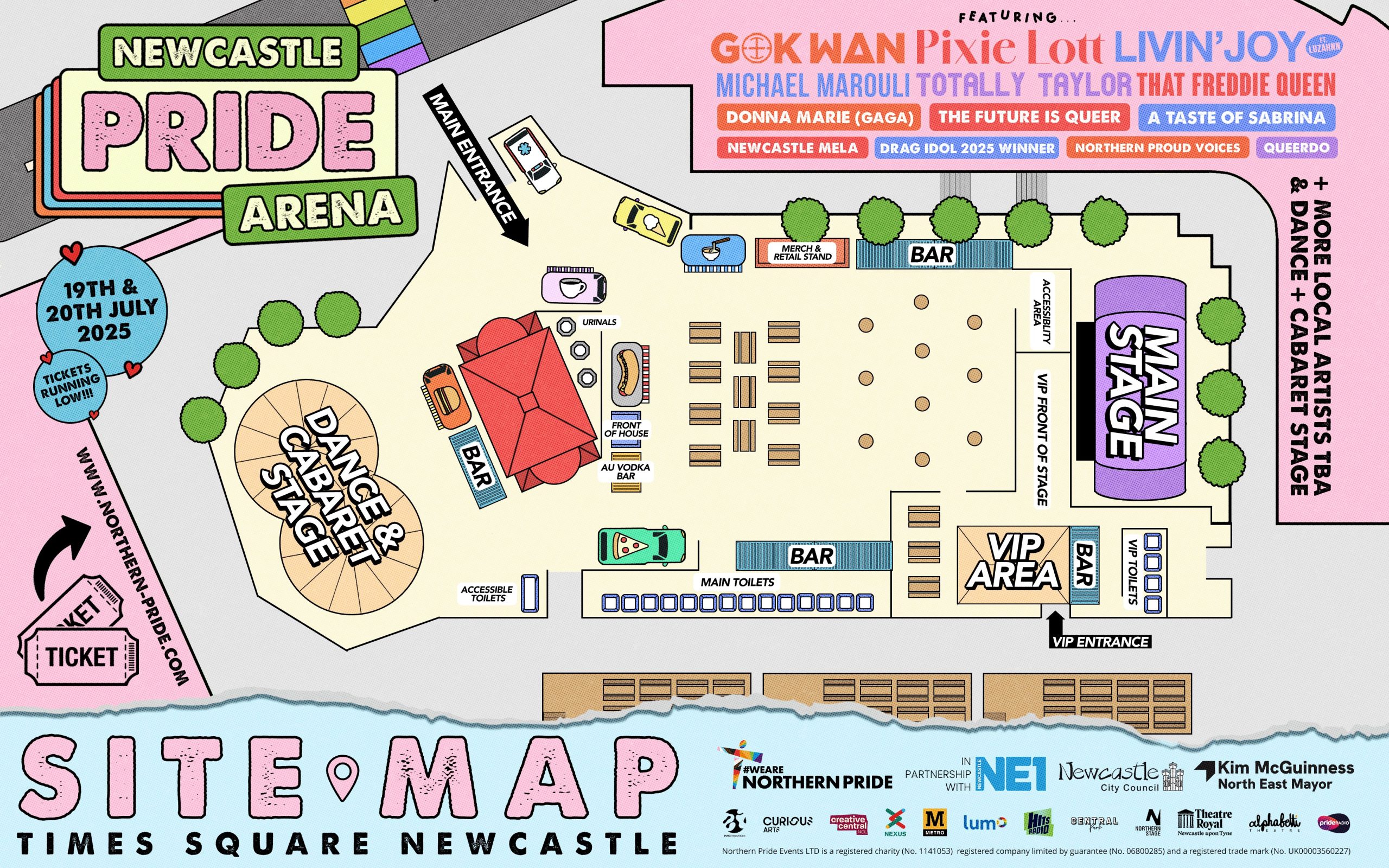 Map of Newcastle Pride Arena 2025