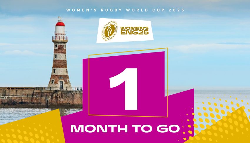 One Month To Go graphic for the Women's Rugby World Cup 2025