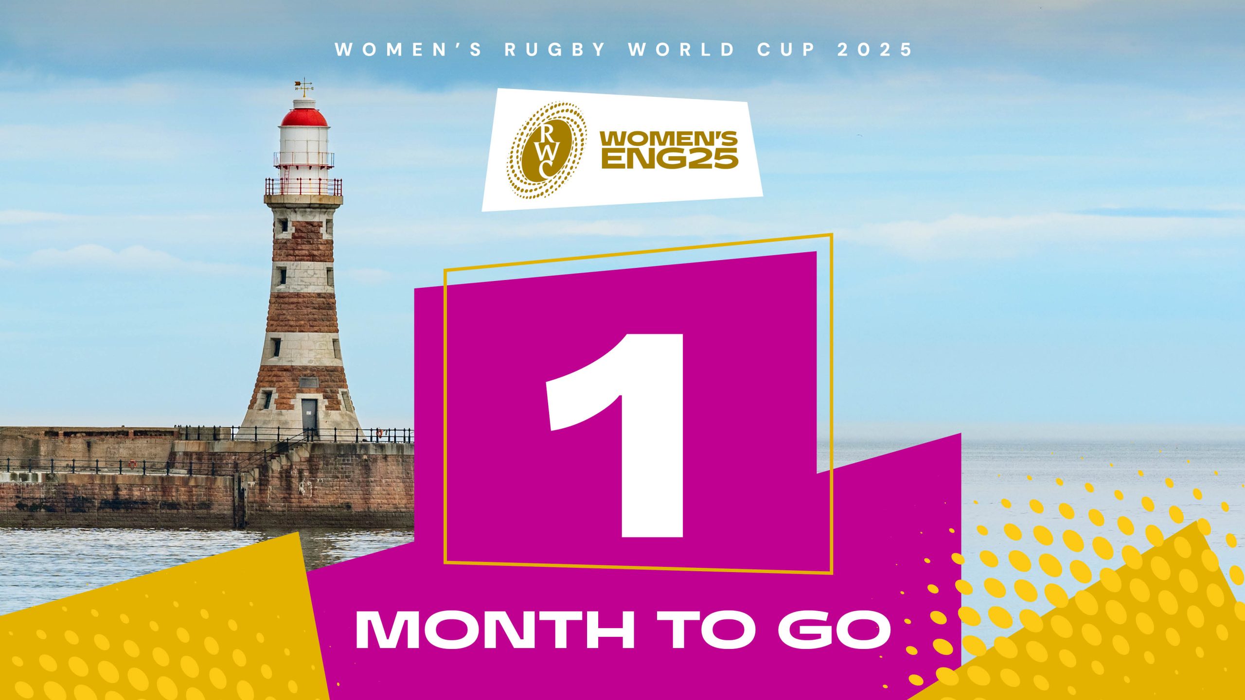 One Month To Go graphic for the Women's Rugby World Cup 2025