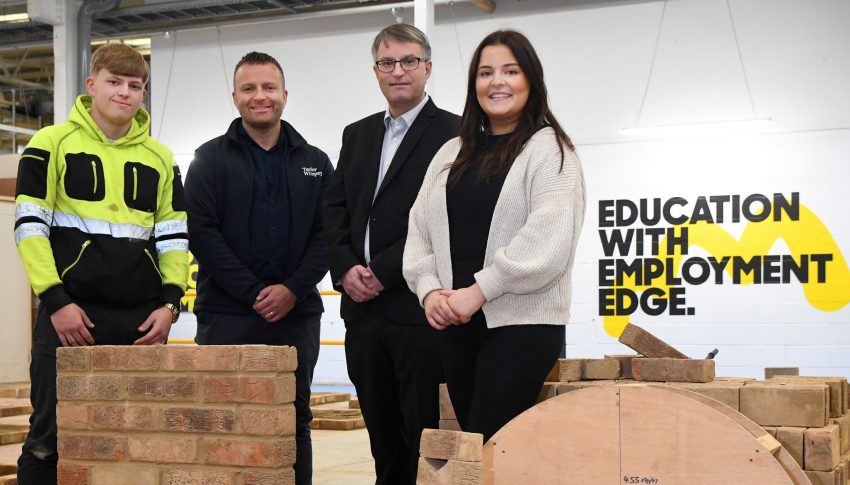 Group of four people in the construction department of Gateshead College