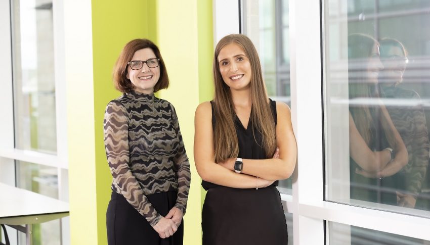Louise and Lauryn stood together in Muckle office