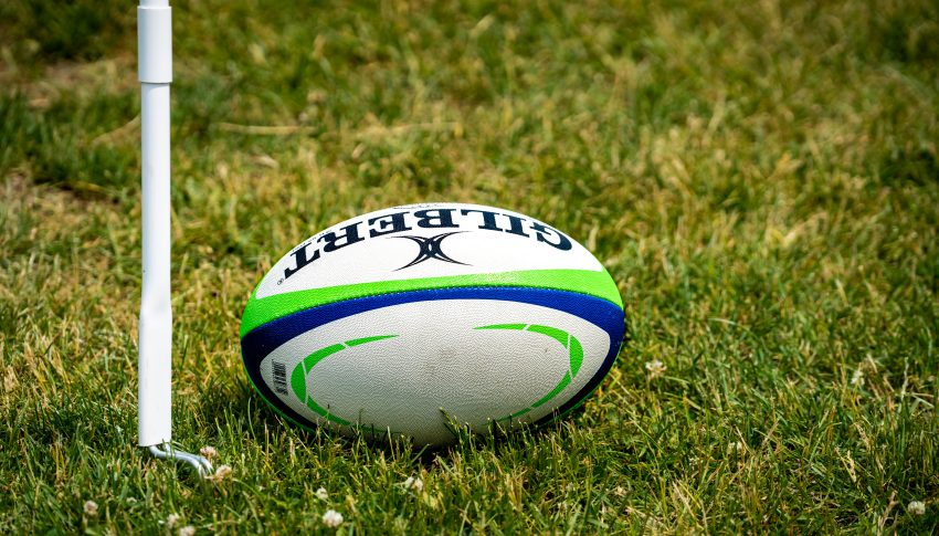 Rugby ball on field