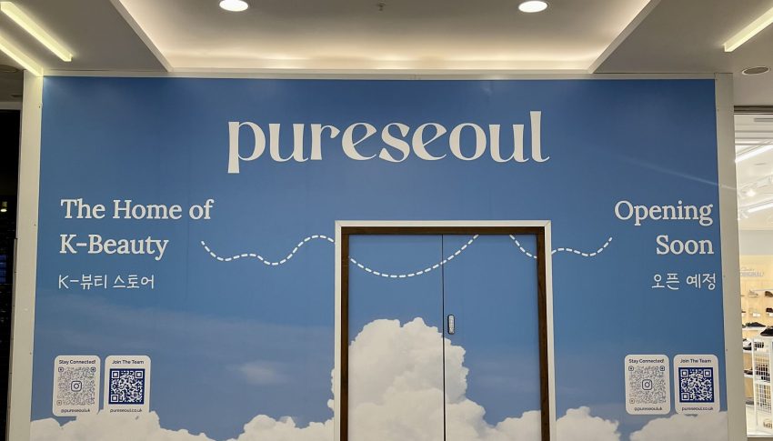 Pureseoul shop hoardings in Eldon Square