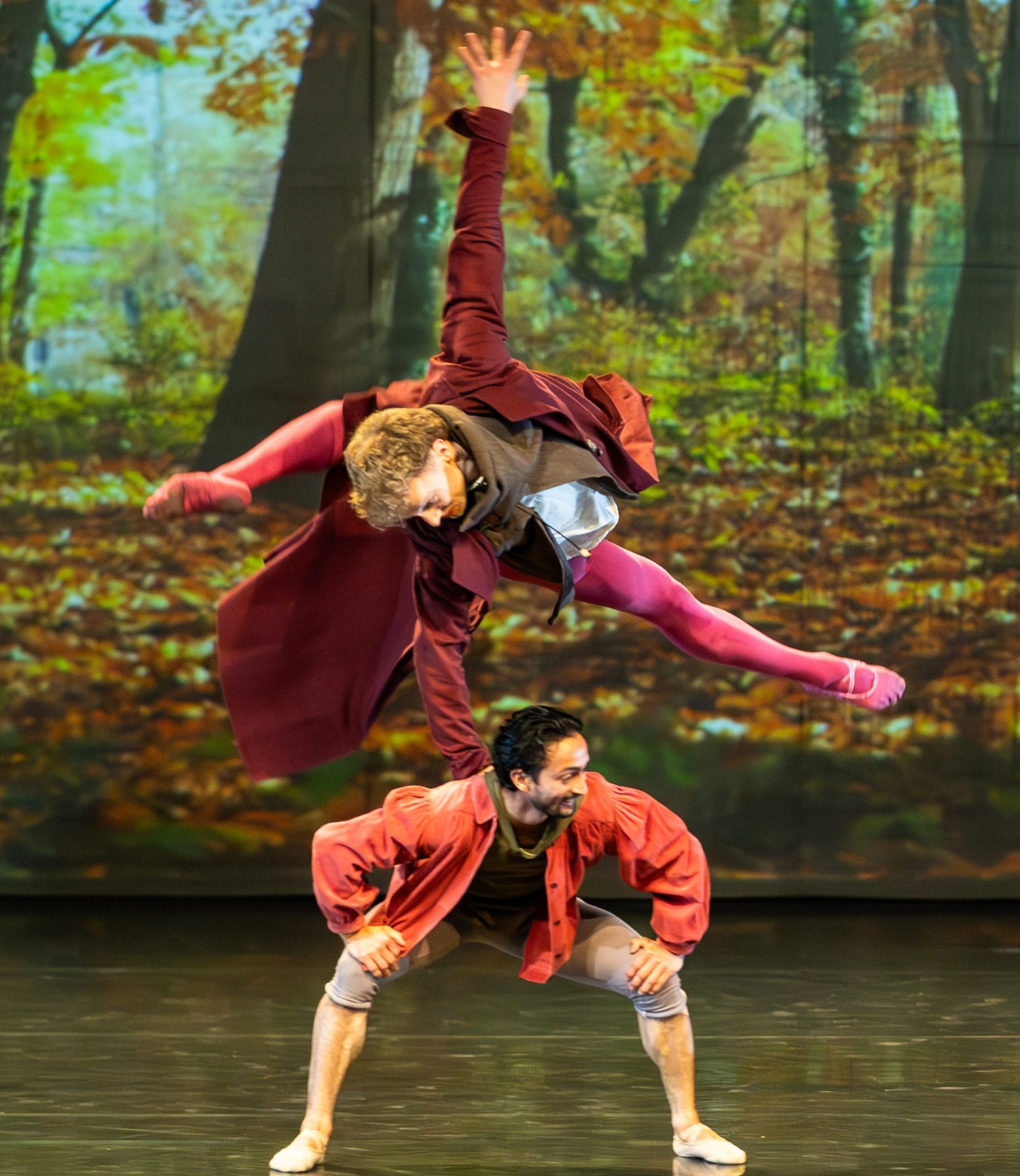 Hexham-born dancer Jacob Hornsey dancing on stage.
