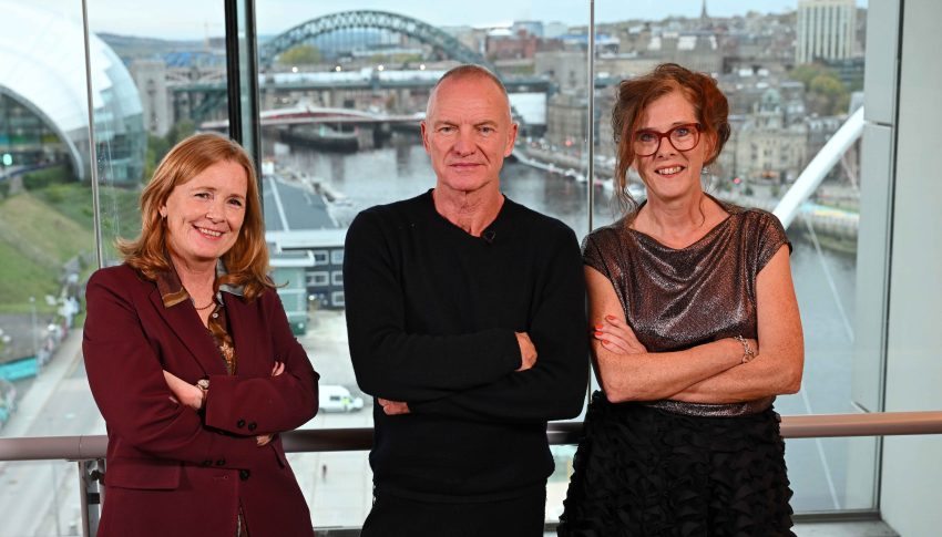 Kirsty, Sting and Sarah all posing at the top of Baltic with arms crossed.