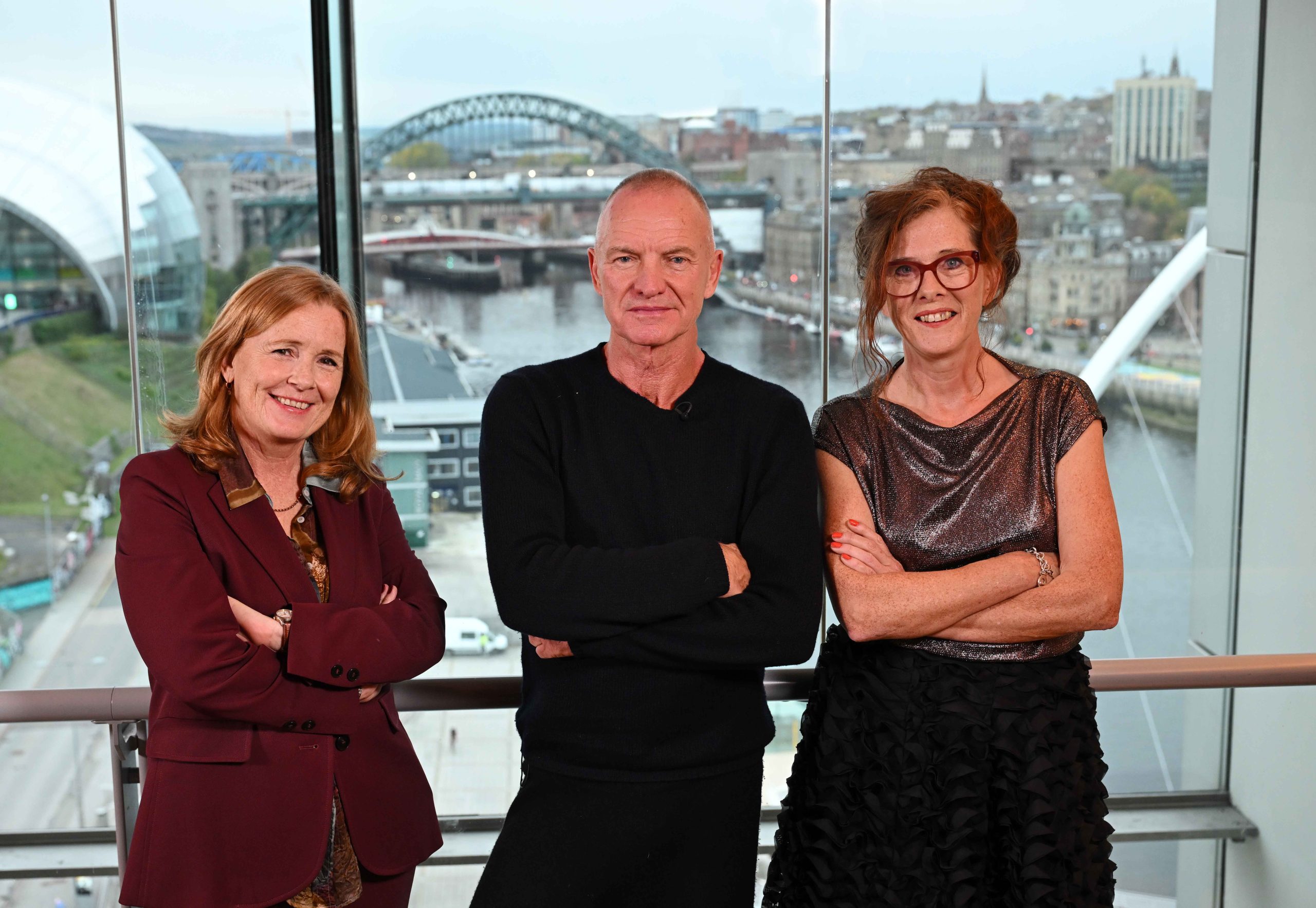 Kirsty, Sting and Sarah all posing at the top of Baltic with arms crossed.