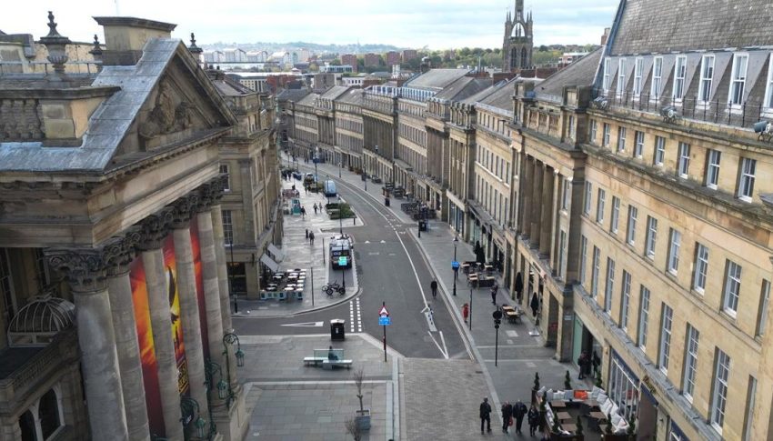 Bird's eye view of Grey Street.