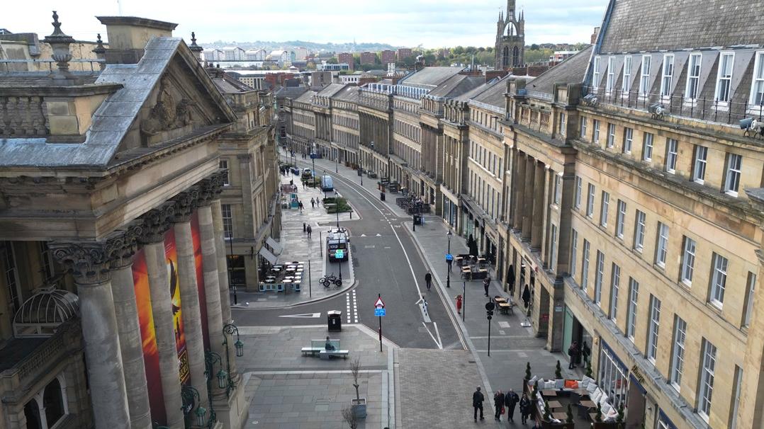 Bird's eye view of Grey Street.