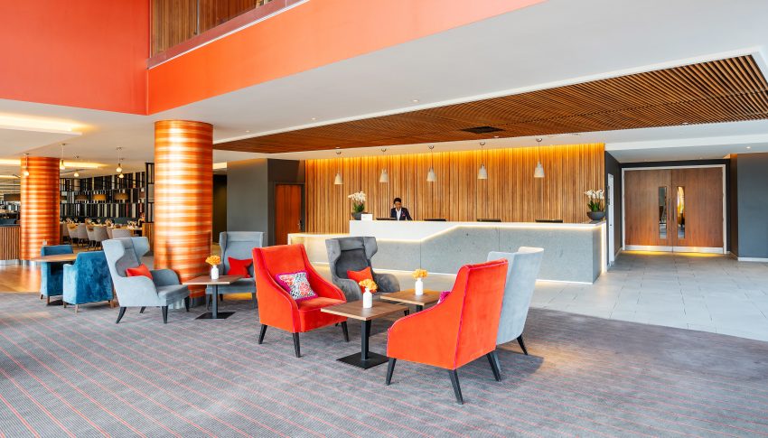 Reception of the Crown Plaza hotel