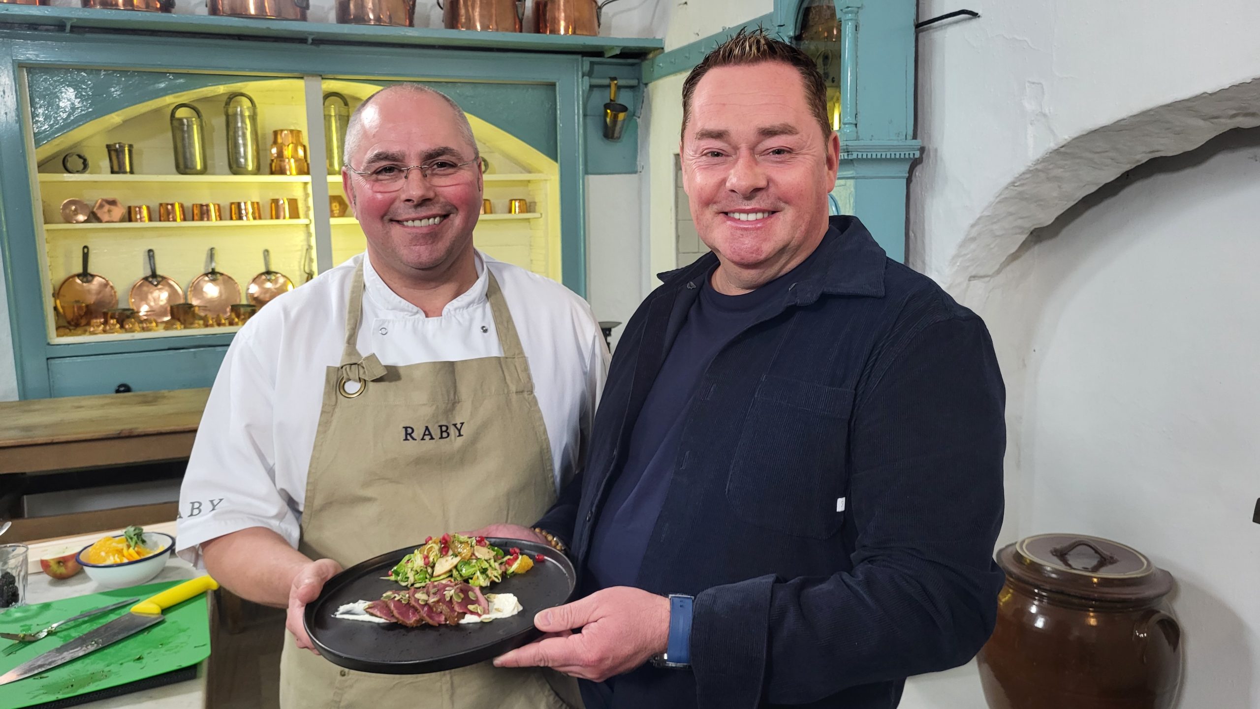 (08)Neven with Chef Tom Parry in The Great Kitchen at Raby Castle. Neven's English Food Tour new series episode seven (final episode) Wednesday February 18t