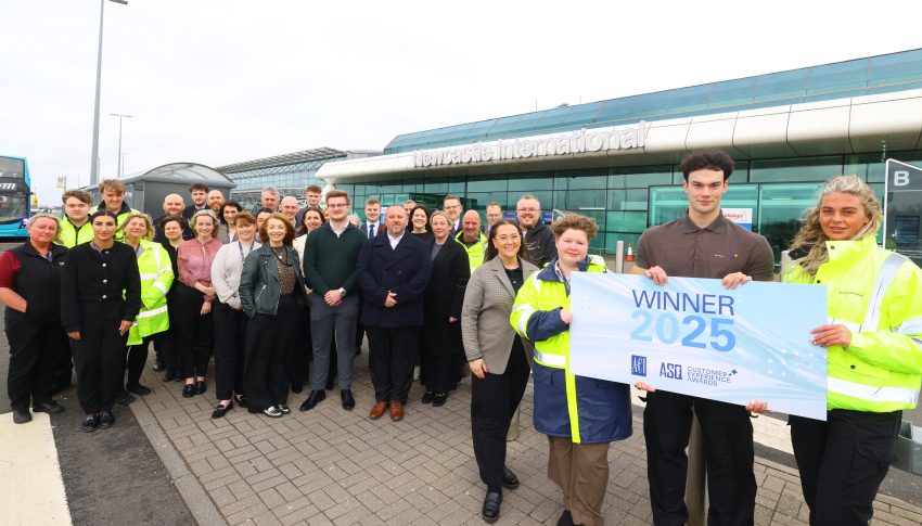 Crowd of airport staff