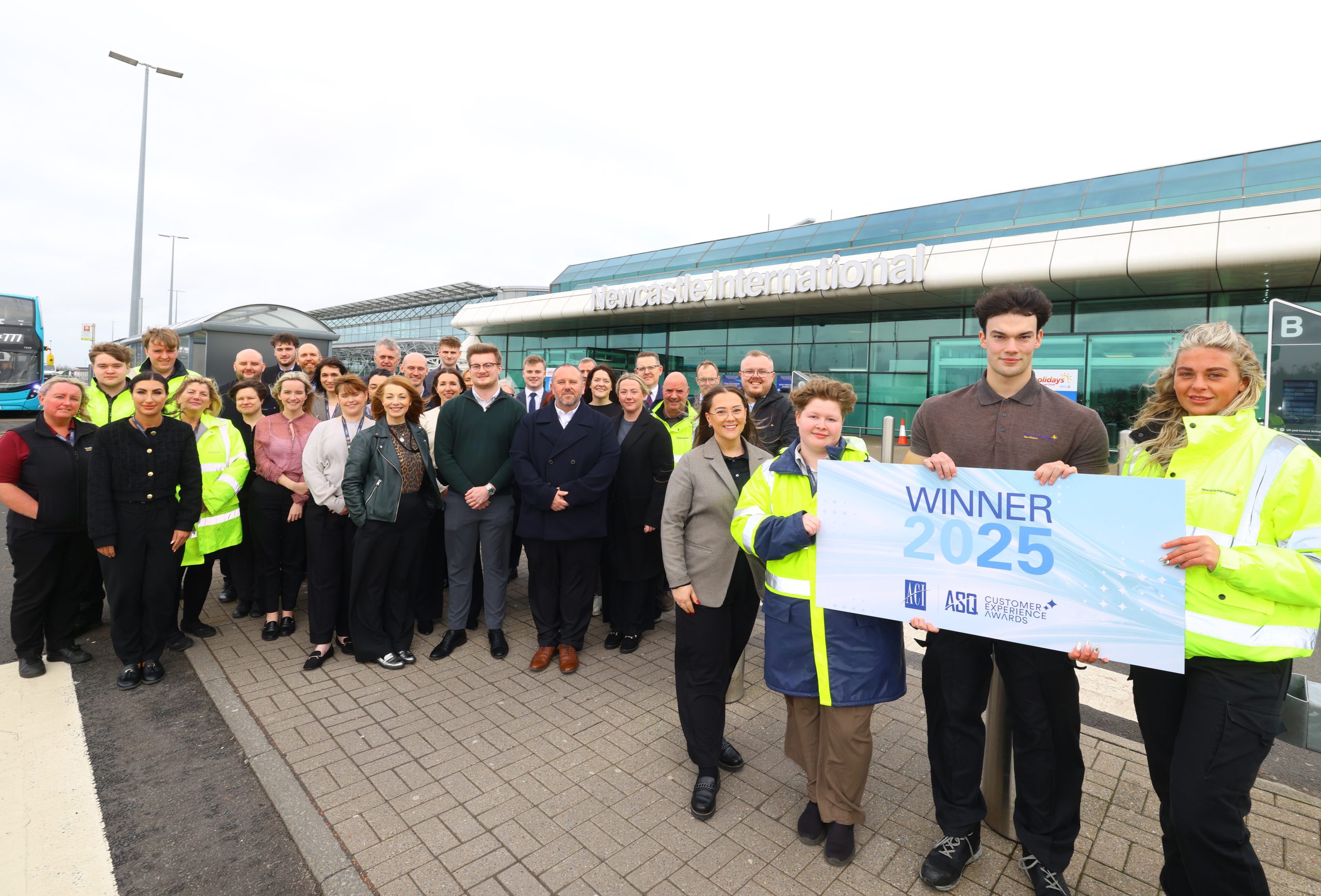 Crowd of airport staff