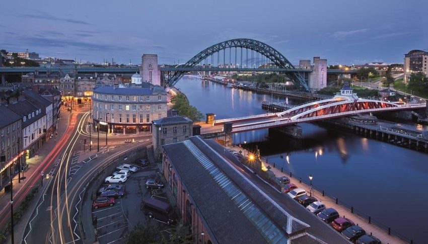 Tyne Bridge at dusk.