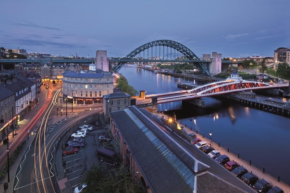 Tyne Bridge at dusk.